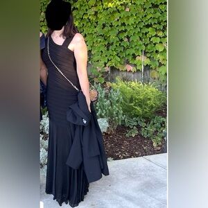 Xscape One Shoulder Black Dress